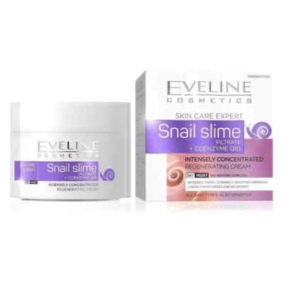 Crema regeneranta Eveline Cosmetics Skin Care Expert Snail Slime Filtrate+, Q10 Cream 50ml.