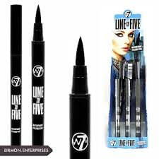 W7 Line To Five water Resistant Black Eyeliner pen tus de ochi